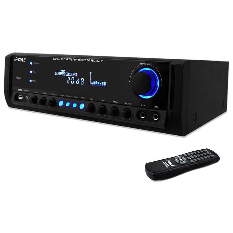 Pyle PT390AU Digital Stereo Receiver with Aux-In MP3 USB AM/FM